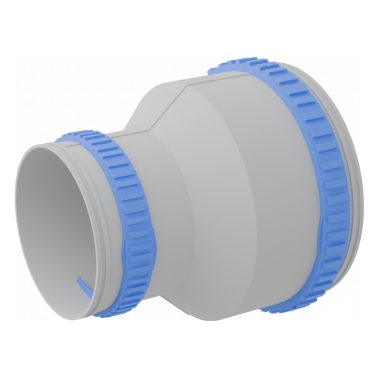 СПВ ПЭ МП-110/75 муфта переходная из АБС-пластика для СПВ ПЭ с 2 фиксирующими кольцами, с D110 на D75 СПВ ПЭ МП-110/75 муфта переходная из АБС-пластика для СПВ ПЭ с 2 фиксирующими кольцами, с D110 на D75